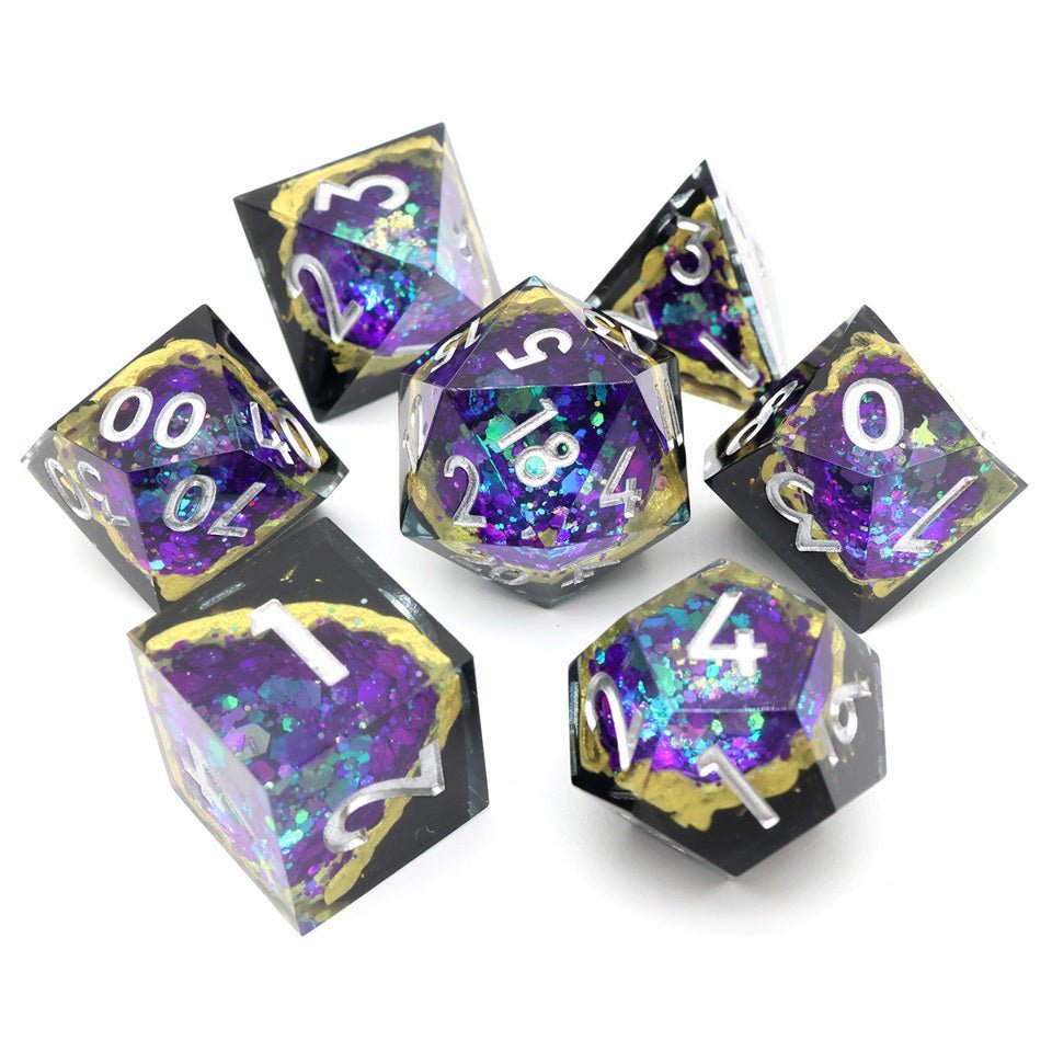 Royal Nebula | Geode Dice | 7 Piece Set - Tabletop Dominion - We Print Miniatures