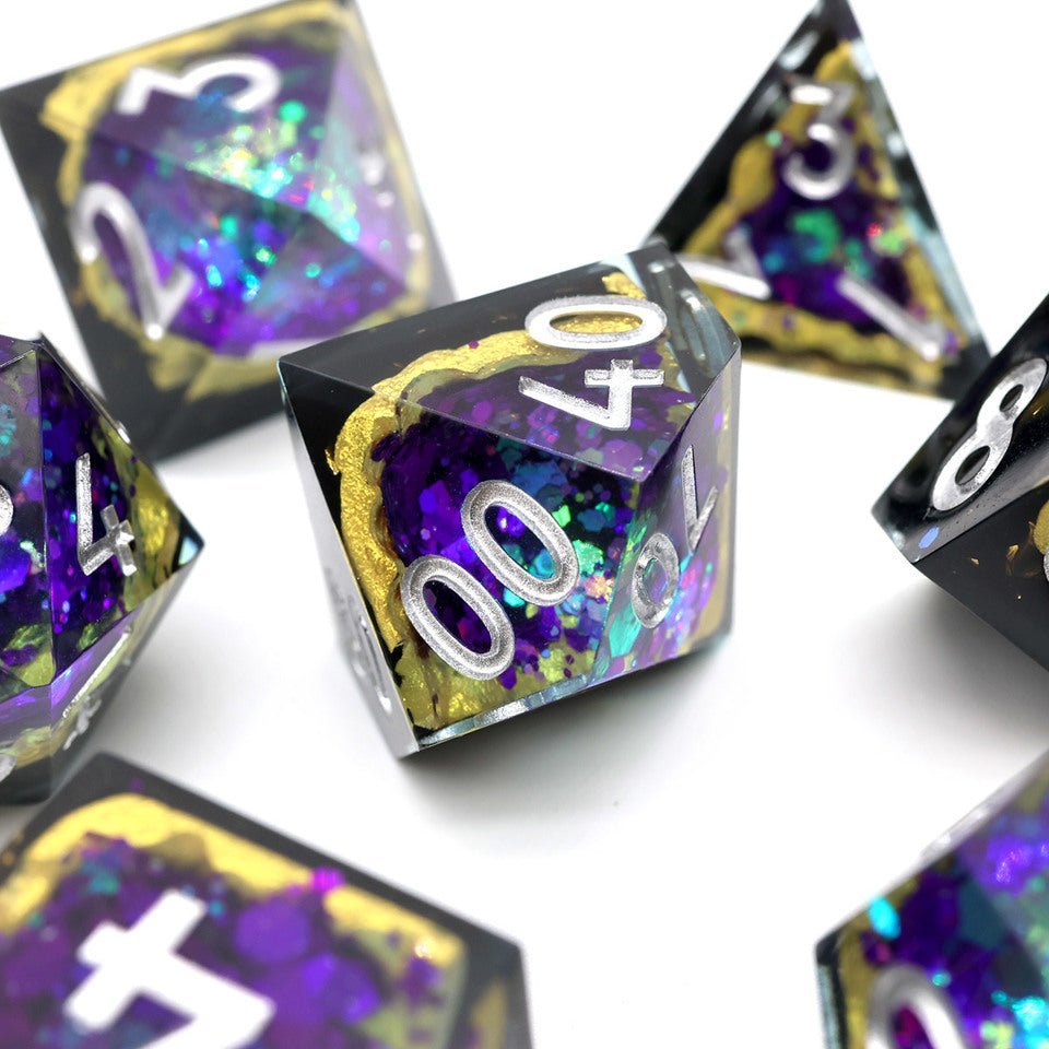 Royal Nebula | Geode Dice | 7 Piece Set - Tabletop Dominion - We Print Miniatures