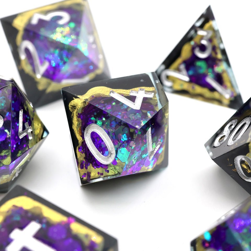 Royal Nebula | Geode Dice | 7 Piece Set - Tabletop Dominion - We Print Miniatures