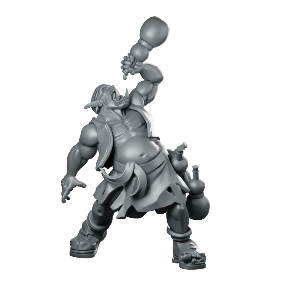 Ruangor Drunkard Orc Miniature Tavern Tipsy Brawler Miniature 360 Spin 01