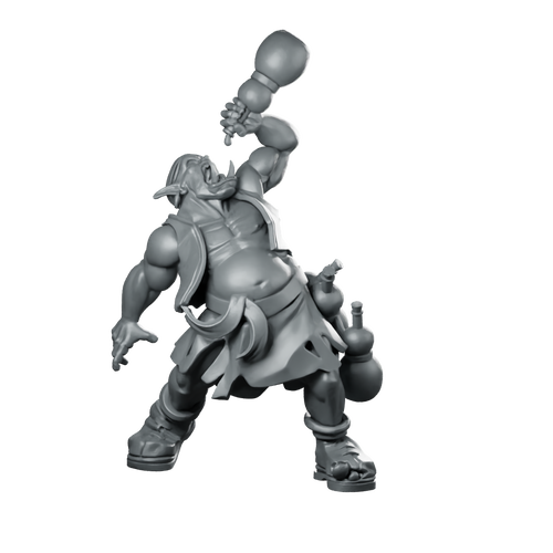 Ruangor Drunkard Orc Miniature Tavern Tipsy Brawler Miniature 360 Spin 01