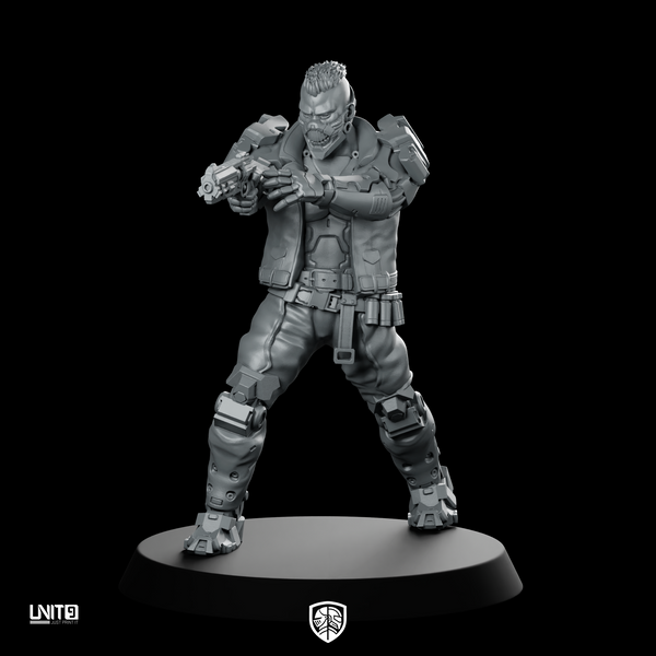 Rust Gut 01 Cyberpunk Miniature Armed Cyborg Enforcer