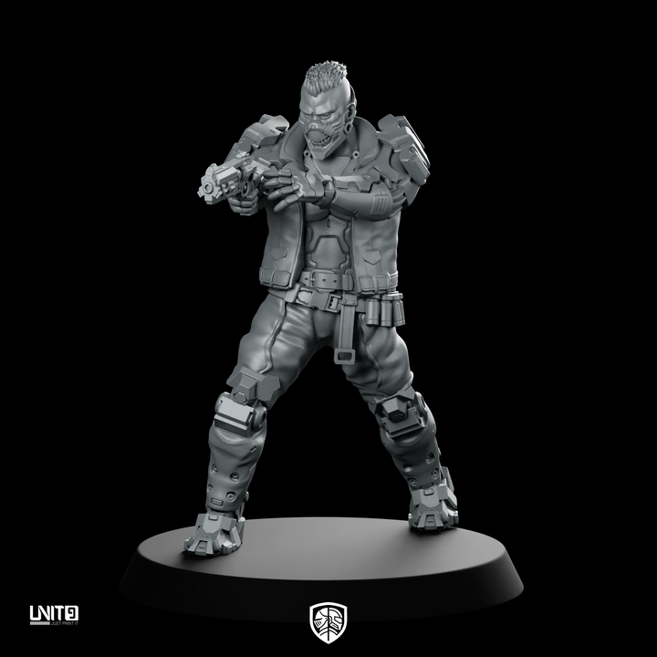 Rust Gut 01 Cyberpunk Miniature Armed Cyborg Enforcer