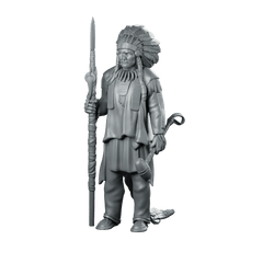 Sahale Miniature Warrior Chieftain Spear Feather Headdress - RN Estudio - We Print Miniatures