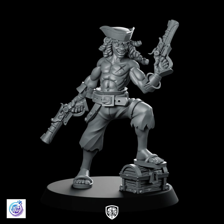 Matroos die de buit bewaakt - Miniatuur dronken piratenschat