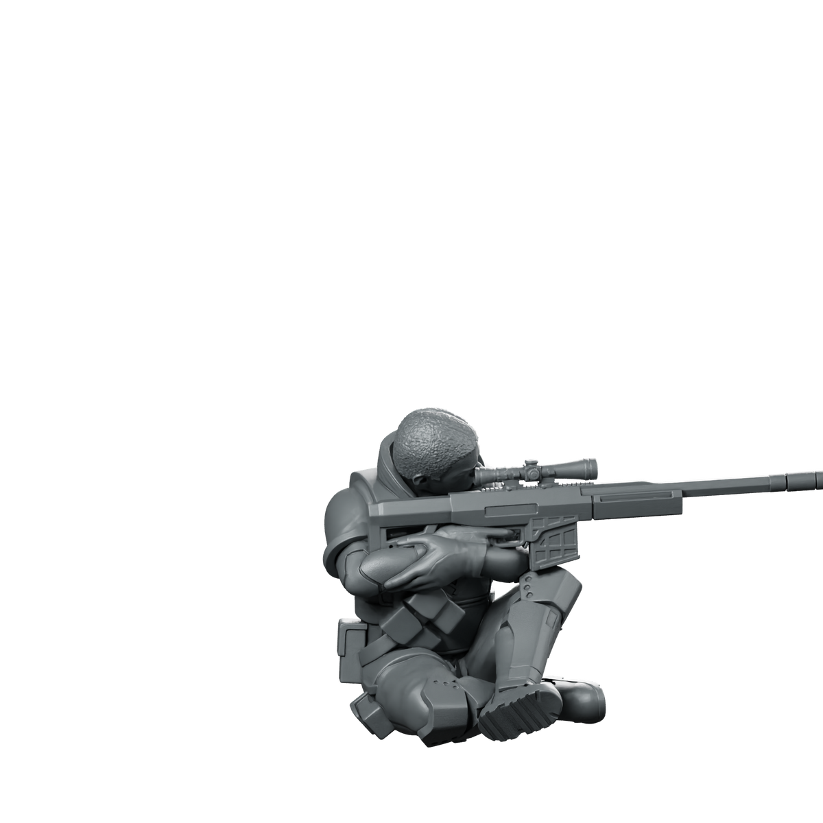 Sakurai V1 Miniature Sci Fi Soldier Kneeling Miniature 360 Spin 01
