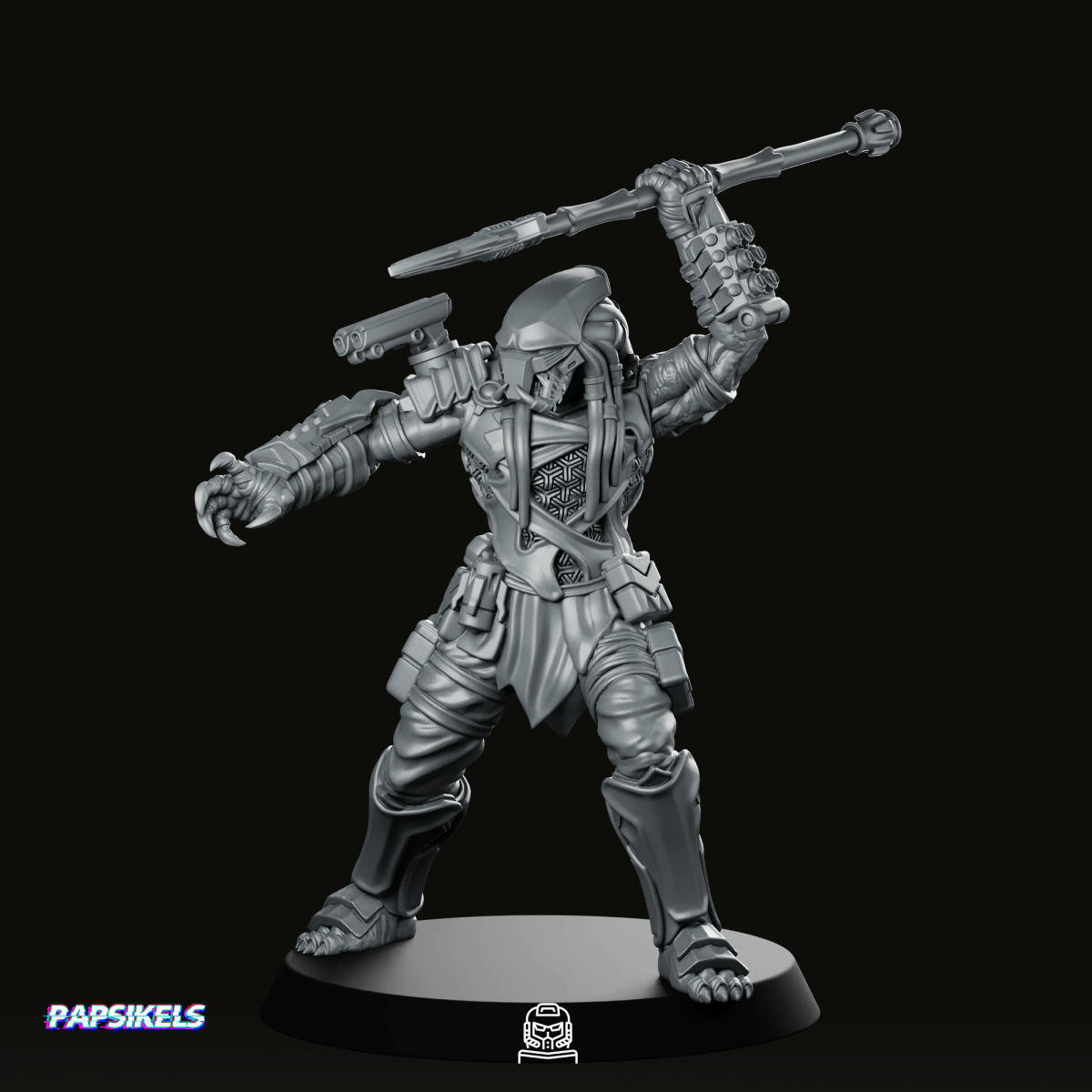 Samurai Killer Skull Hunter 1 Miniature - Papsikels Miniatures - We Print Miniatures