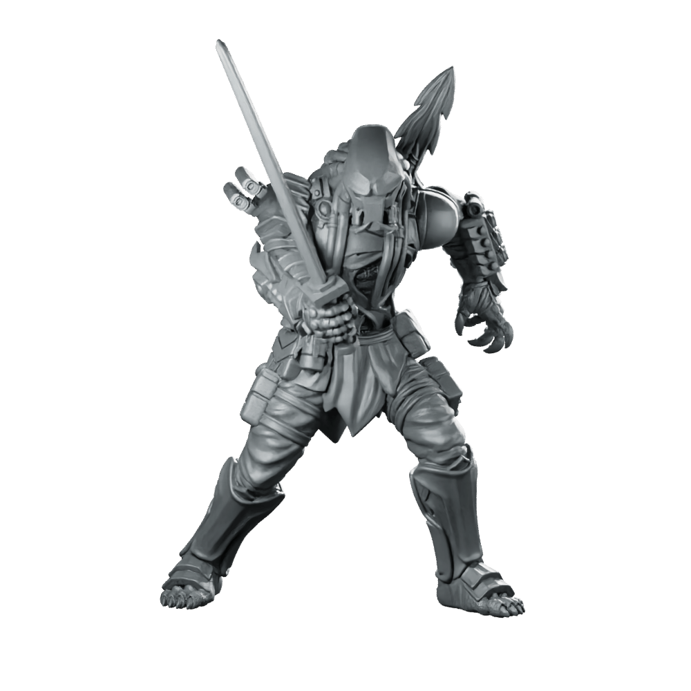Samurai Killer Skull Hunter 4 Miniature Cyberpunk Assassin - Papsikels Miniatures - We Print Miniatures