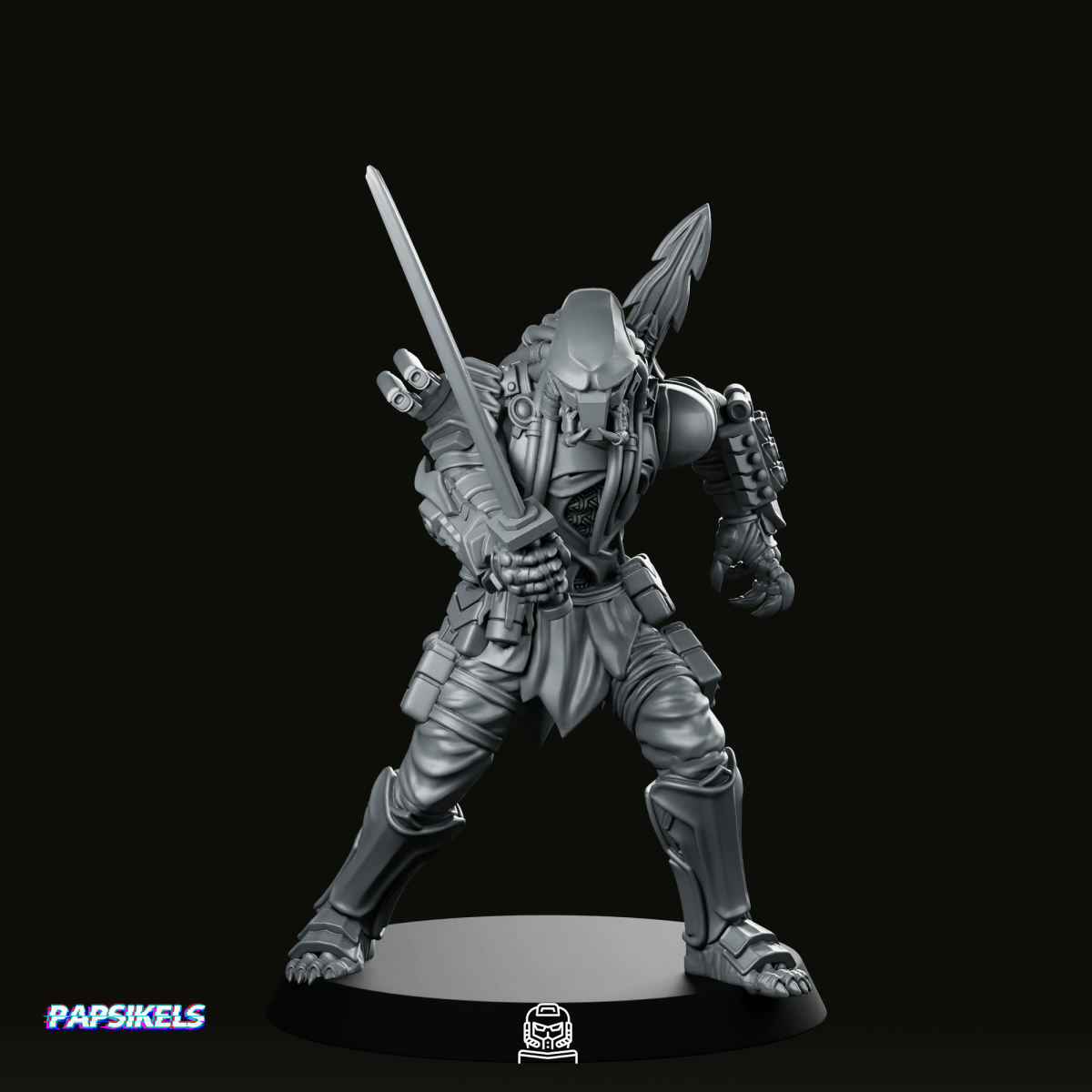 Samurai Killer Skull Hunter 4 Miniature - Papsikels Miniatures - We Print Miniatures
