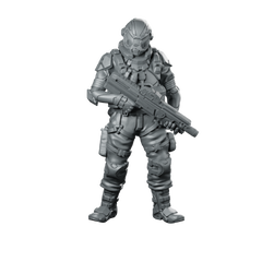 Sanford Cyber Guard Cyberpunk Miniature Armored Rifleman Operative Miniature 360 Spin 01