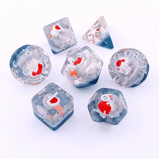 Santa Ducks | Resin Inclusion Dice | 7 Piece Set - Tabletop Dominion - We Print Miniatures