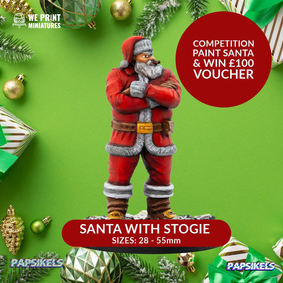 Santa with a Stogie Cyberpunk Miniature - Papsikels Miniatures - We Print Miniatures