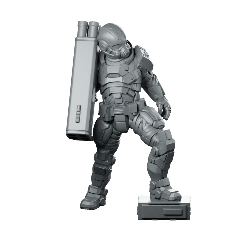 Saqr Guard v2 Miniature Battle - Weary Armored Sci - Fi Soldier - Unit9 - We Print Miniatures