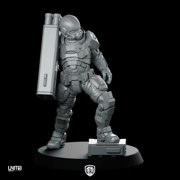 Saqr Guard v2 Miniature Battle - Weary Armored Sci - Fi Soldier - Unit9 - We Print Miniatures