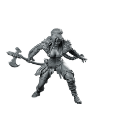 Sava Miniature Axe-Wielding Female Warrior Fantasy Resin Miniature 360 Spin 01