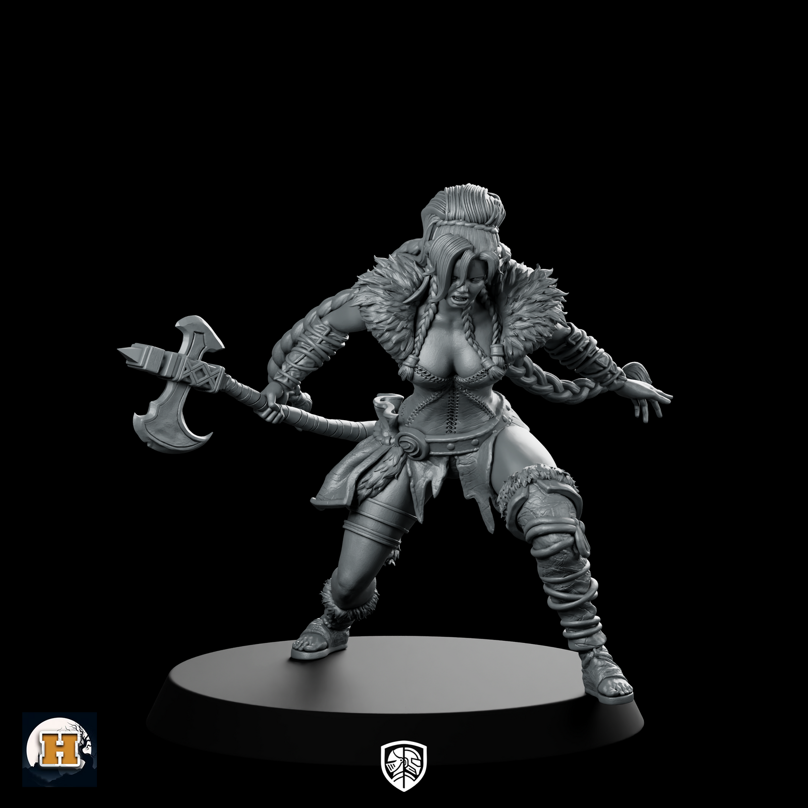 Sava Miniature Axe-Wielding Female Warrior Fantasy Resin