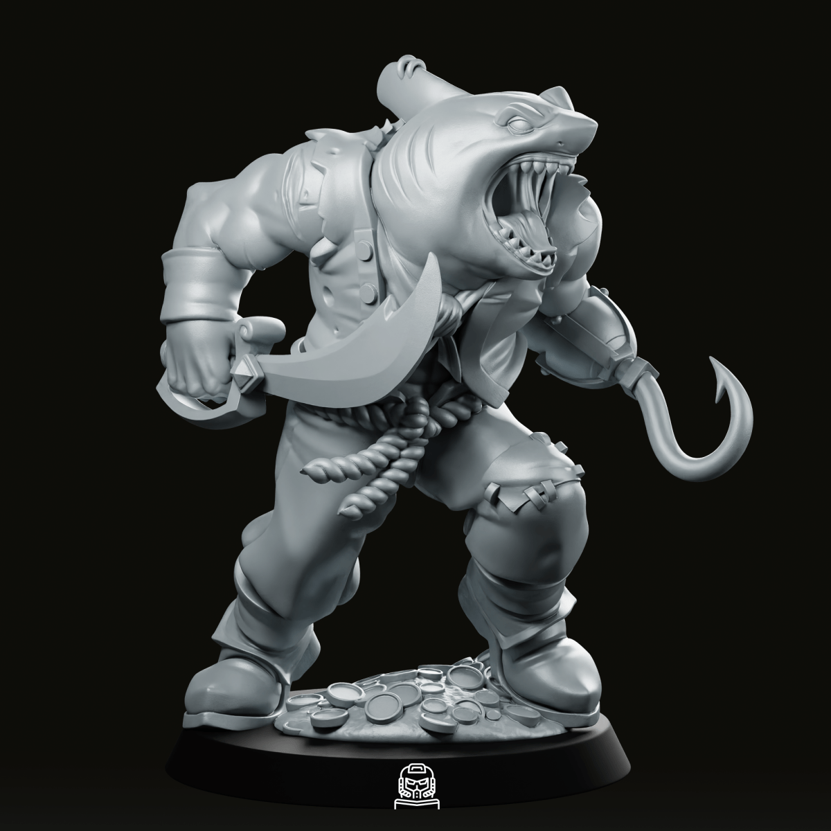 Saw Sharkfolk Bucaneer Miniature - CastNPlay - We Print Miniatures