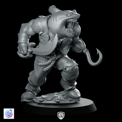 Saw Sharkfolk Bucaneer Miniature Pirate Hookhand - CastNPlay - We Print Miniatures
