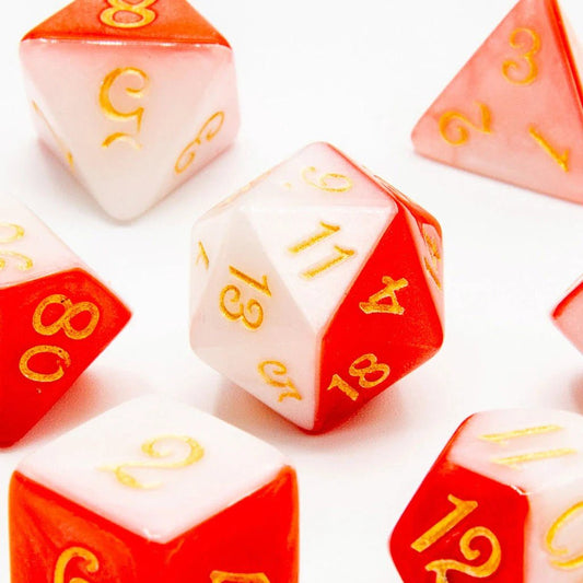 Scarlet Frost | Acrylic Dice | 7 Piece Set - Tabletop Dominion - We Print Miniatures