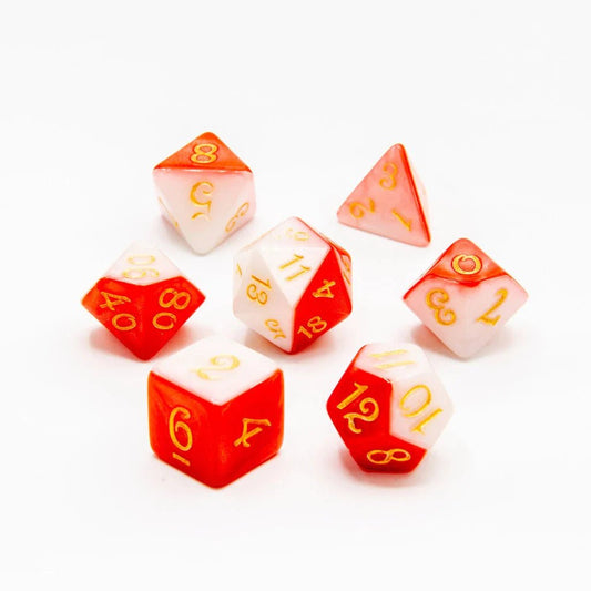 Scarlet Frost | Acrylic Dice | 7 Piece Set - Tabletop Dominion - We Print Miniatures