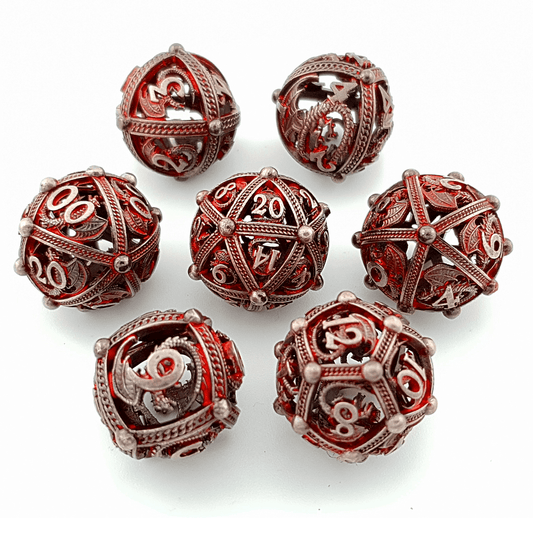 Scarlet Wyrm | Hollow Metal Dice | 7 Piece Set - Tabletop Dominion - We Print Miniatures