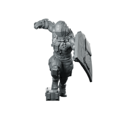 Scorch Jackson 1 Cyberpunk Miniature Armoured Shieldbearer Hero Miniature 360 Spin 01
