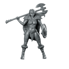 Screemel Miniature Female Barbarian Warrior Axe Shield - Haito - We Print Miniatures