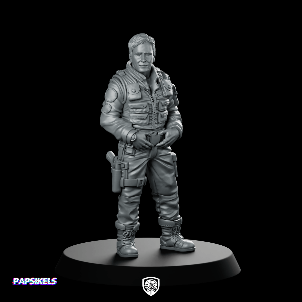 Se 1 Team Leader Miniature Sci - Fi Human Pilot - Papsikels Miniatures - We Print Miniatures