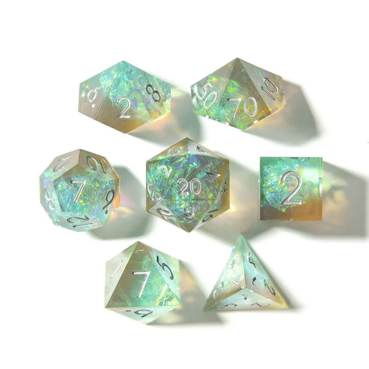 Sea Foam | Sharp Edge Dice | 7 Piece Set - Tabletop Dominion - We Print Miniatures