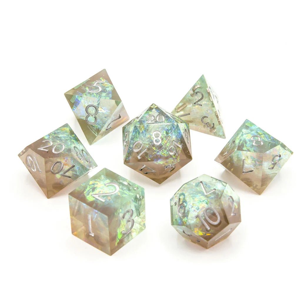 Sea Foam | Sharp Edge Dice | 7 Piece Set - Tabletop Dominion - We Print Miniatures