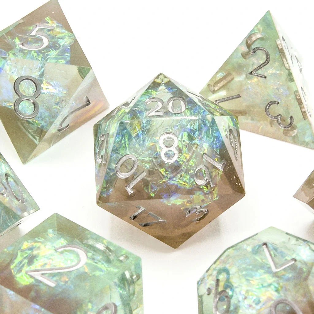 Sea Foam | Sharp Edge Dice | 7 Piece Set - Tabletop Dominion - We Print Miniatures