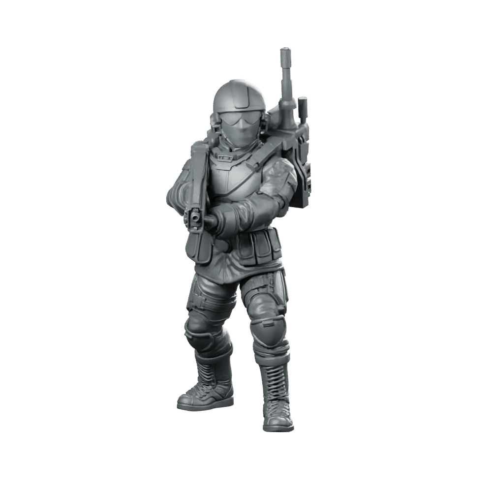 Seaf Army Corps Coms Infantry 1 Miniature Stealth - Papsikels Miniatures - We Print Miniatures