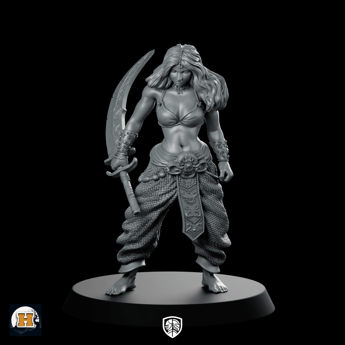 Selena Miniature Female Warrior Scimitar Heroine Resin - Haito - We Print Miniatures