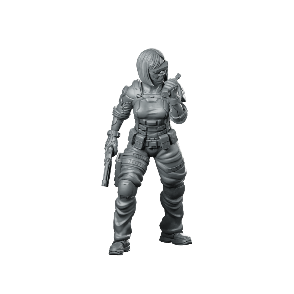 Selene Firefly Novak 01 Cyberpunk Miniature Tactical Operative Miniature 360 Spin 01