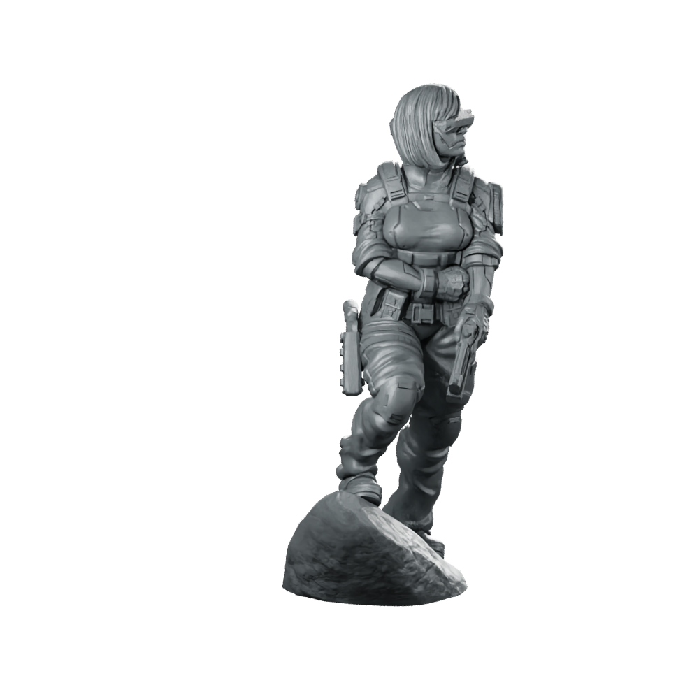 Selene Firefly Novak 02 Cyberpunk Miniature Tactical Operative Miniature 360 Spin 01
