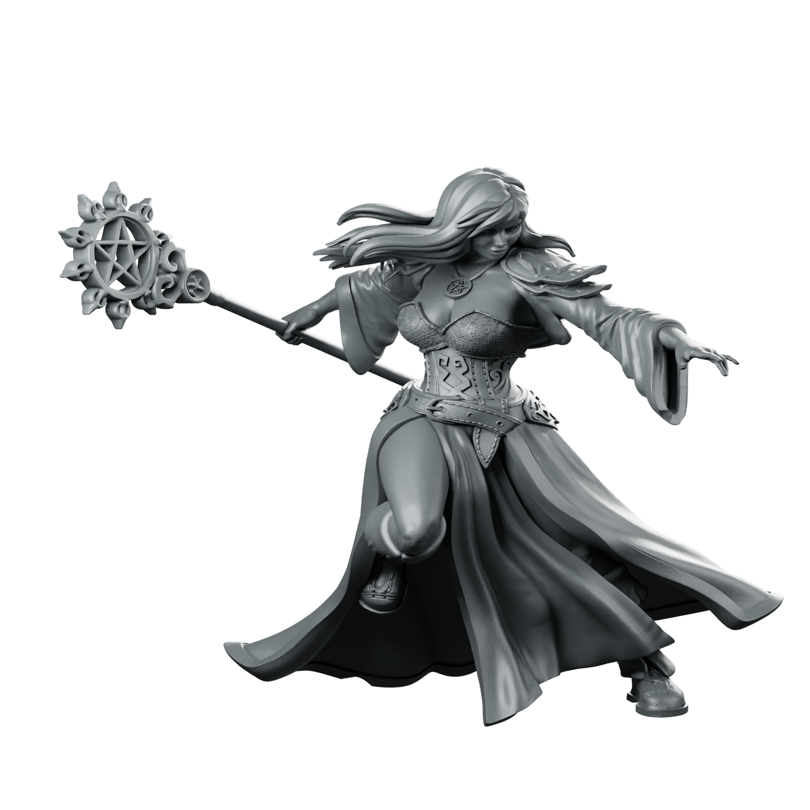 Selvara Emberflame 32 Miniature Female Sorceress Arcane Miniature 360 Spin 01