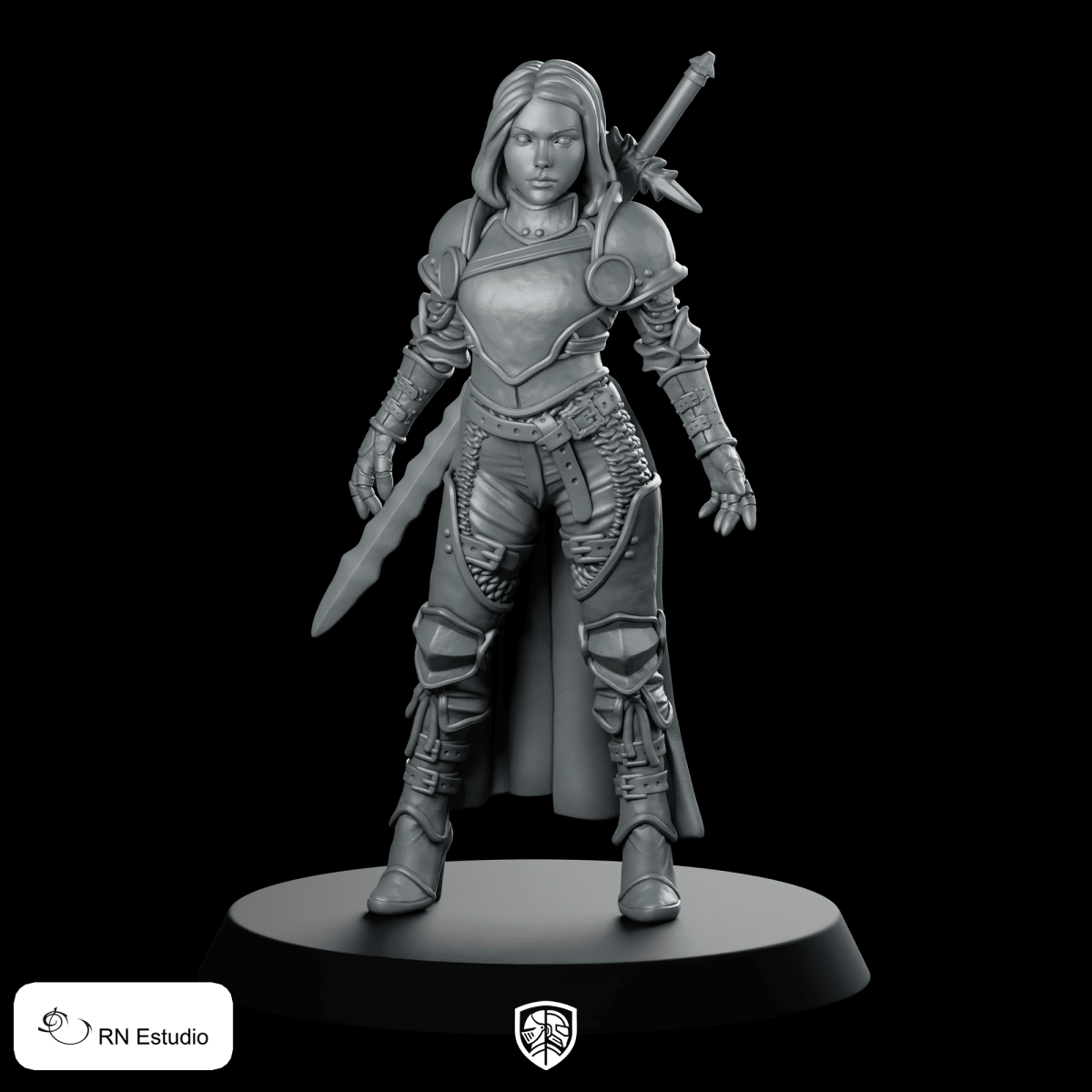 Serenya Ironvale Miniature Armored Female Warrior Paladin - RN Estudio - We Print Miniatures