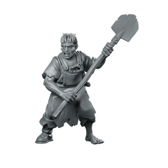 Servitor 02 Fantasy Miniature Gritty Shovel Fighter Miniature 360 Spin 01