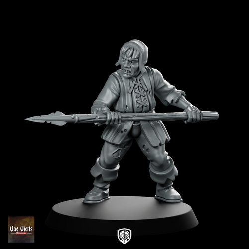 Servitor 03 Fantasy Miniature Spearman Angry NPC
