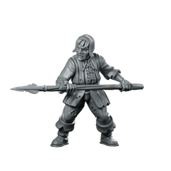 Servitor 03 Fantasy Miniature Spearman Angry NPC Miniature 360 Spin 01
