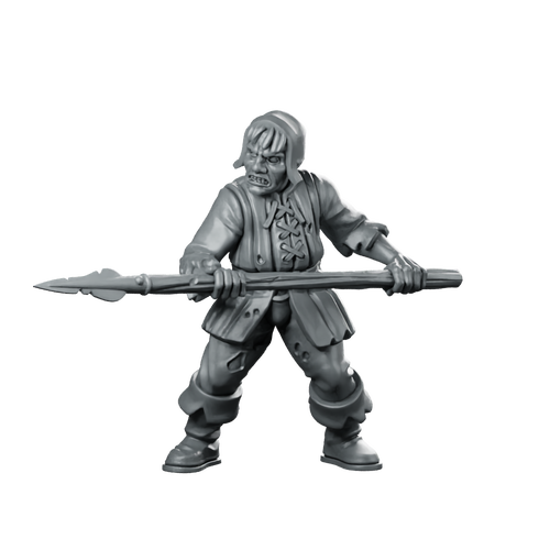 Servitor 03 Fantasy Miniature Spearman Angry NPC Miniature 360 Spin 01