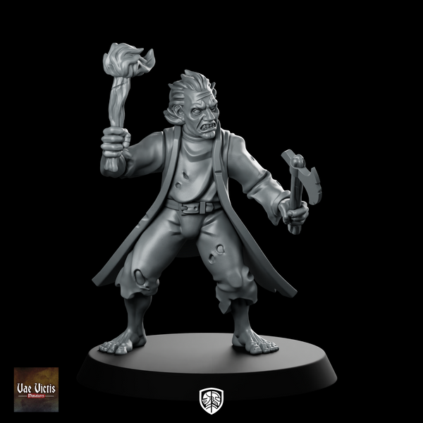 Servitor 04 Fantasy Miniature Rugged Brawler Axe