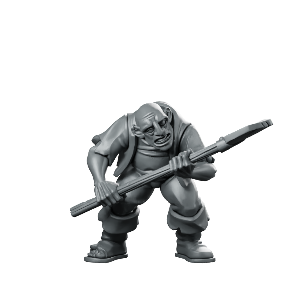 Servitor Monstrous 02 Fantasy Miniature Orc Mercenary Spearman Miniature 360 Spin 01