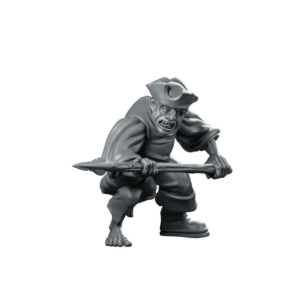 Servitor Monstrous 03 Fantasy Miniature Sneaky Spearman NPC Miniature 360 Spin 01