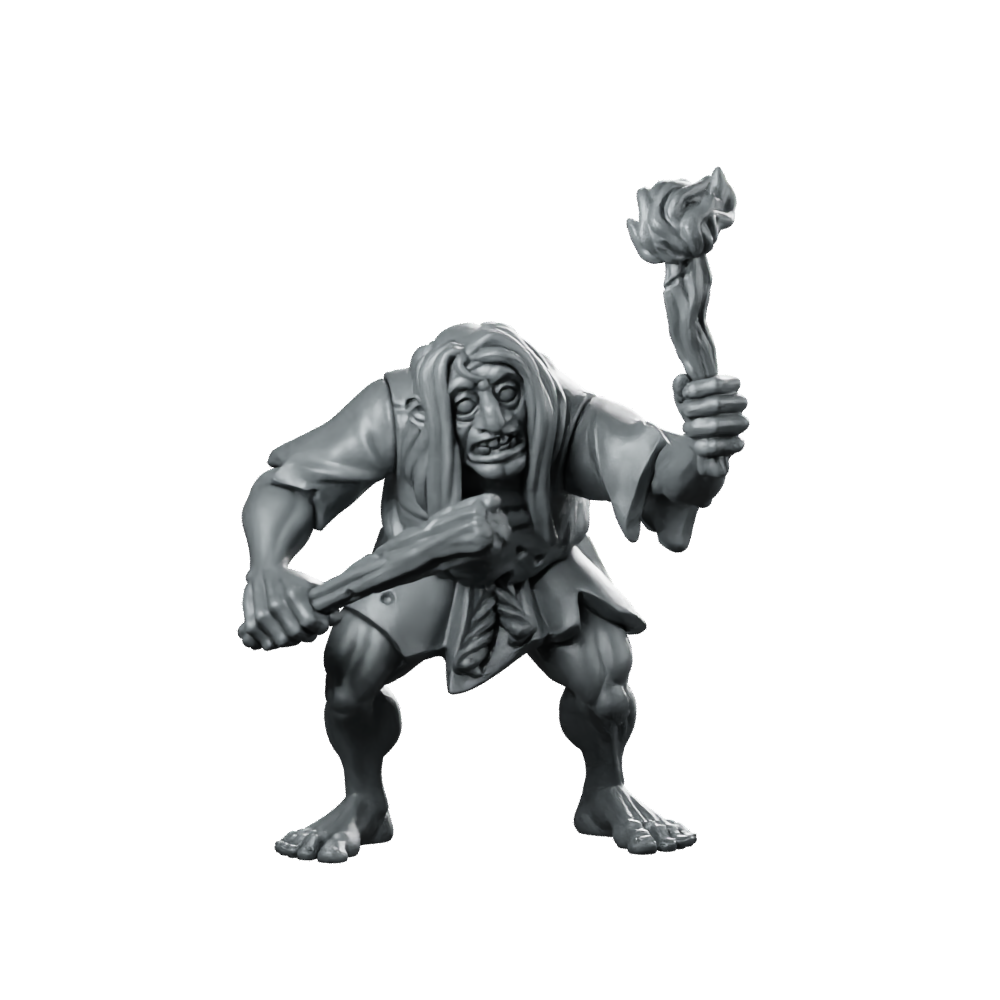 Servitor Monstrous 04 Fantasy Miniature Bone-Club Underdog Miniature 360 Spin 01