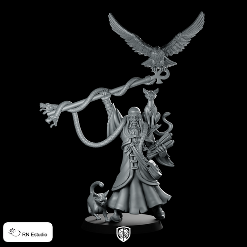Sethos Miniature Wizard Familiar Serpent Raven Cat