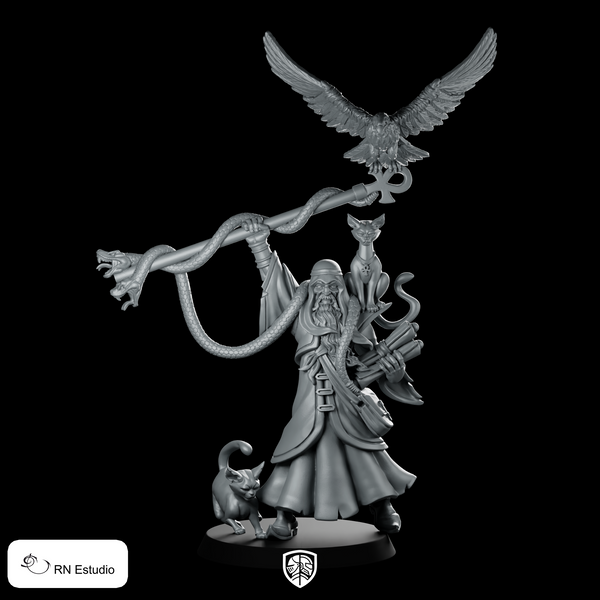 Sethos Miniature Wizard Familiar Serpent Raven Cat