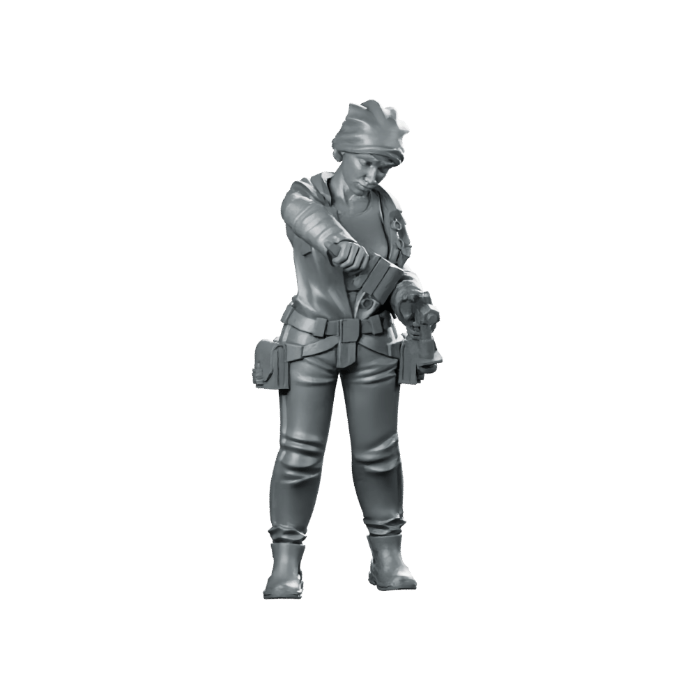 Sexy Space Crew Roughneck 2 Miniature Female Leader - Papsikels Miniatures - We Print Miniatures
