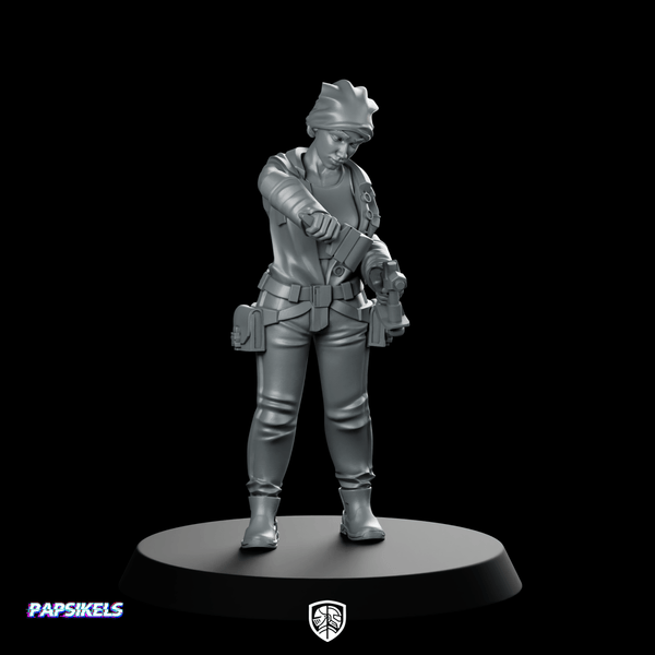 Sexy Space Crew Roughneck 2 Miniature Female Leader - Papsikels Miniatures - We Print Miniatures