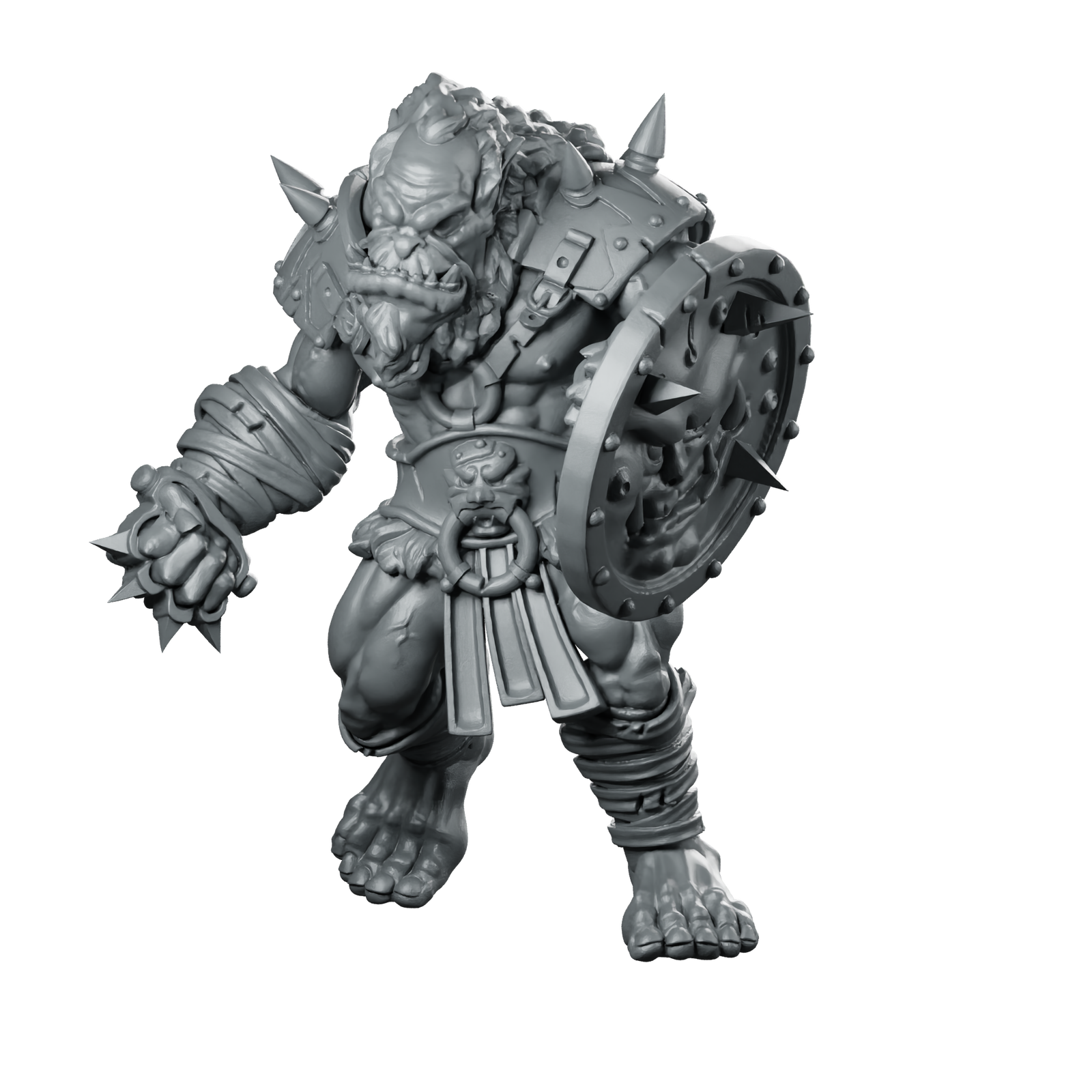 Shadow Ork 3 Miniature Orc Brute Shield Miniature 360 Spin 01